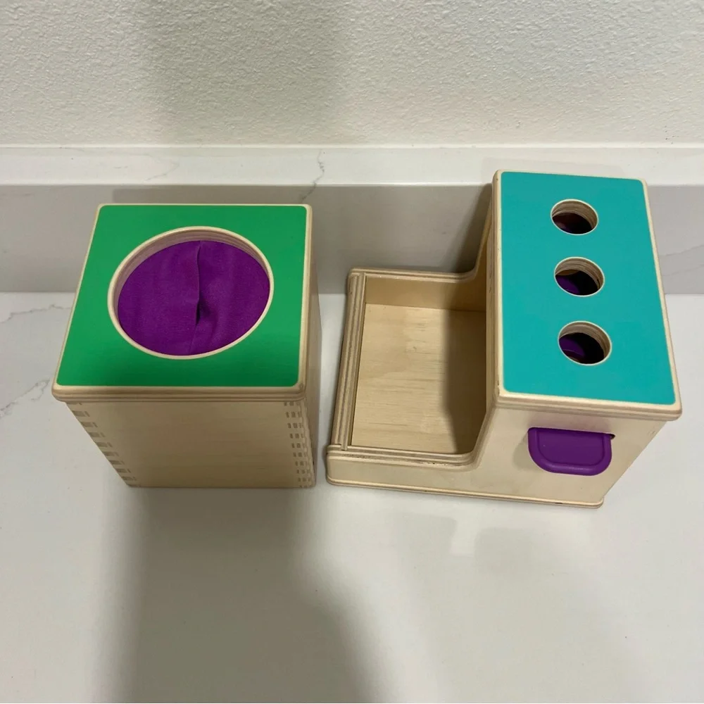 Lovevery Wooden Peg Drop & Magic Tissue Box Montessori Baby Toys – Preowned Set
